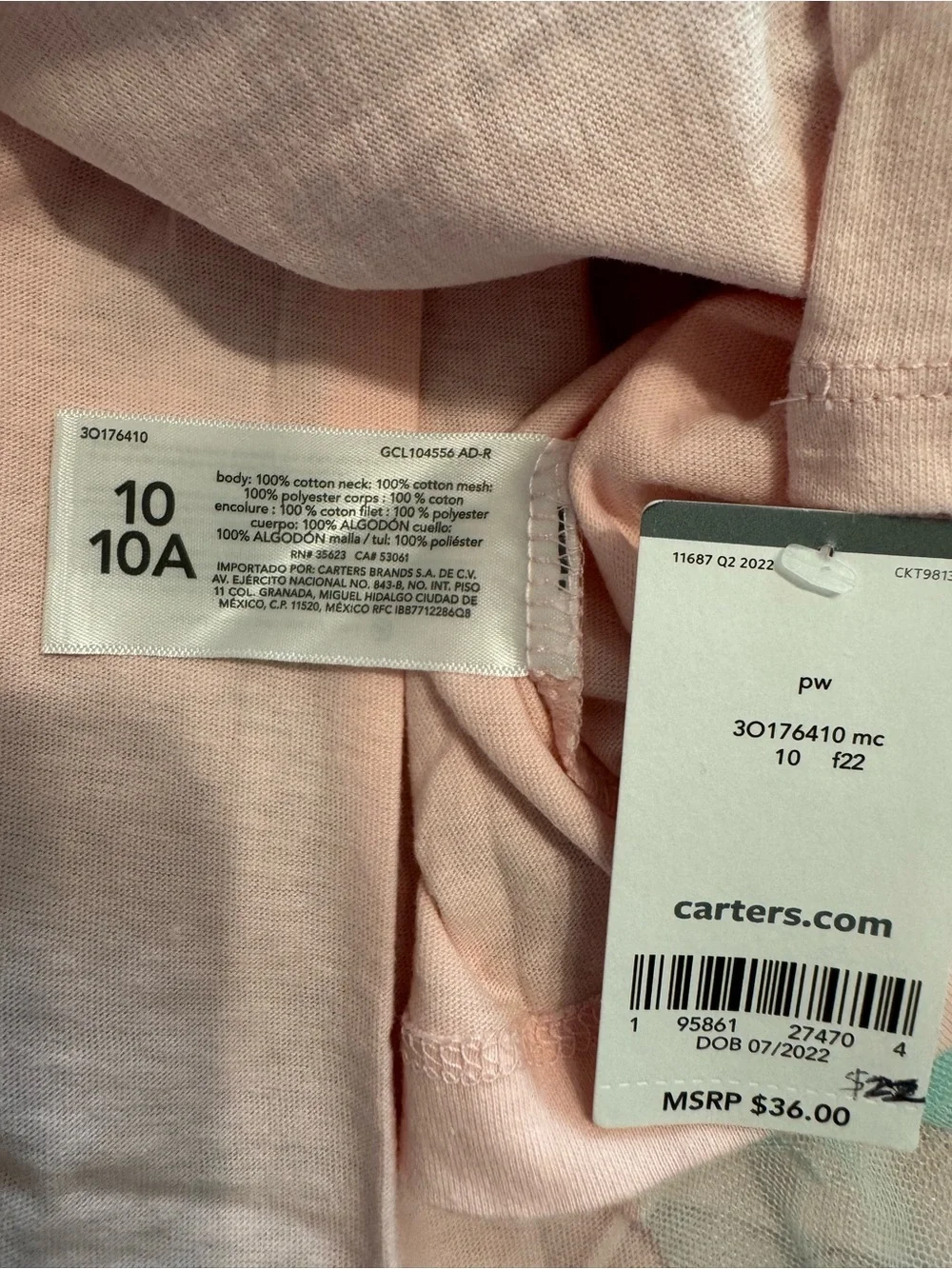 Carter's NWT Pink Long-Sleeve 'Birthday Girl' Rainbow Tulle Dress Sz 10/10A